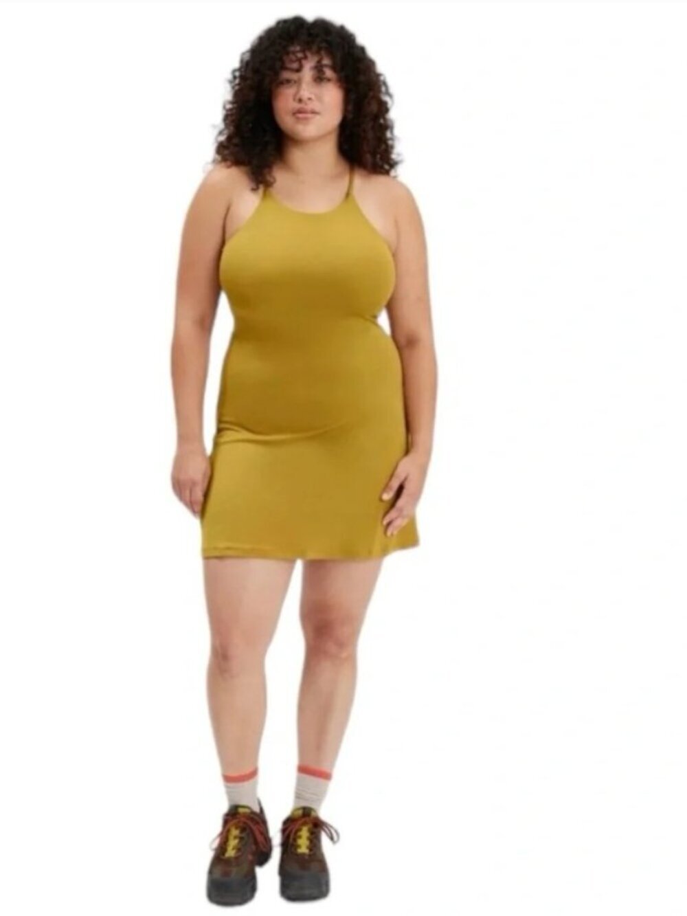 Girlfriend Collective Naomi Active Dress Shorts Under Skirt Saturn Mustard XXXL